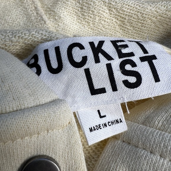 Bucket List Cotton Women Hoodie L Pale Yellow Coastal Comfort Pullover - Picture 4 of 7